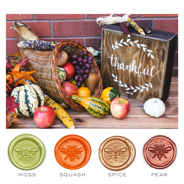 Autumn Design Stamp & Harvest Colorway Sealing Wax Set- Made in USA- LetterSeals.com