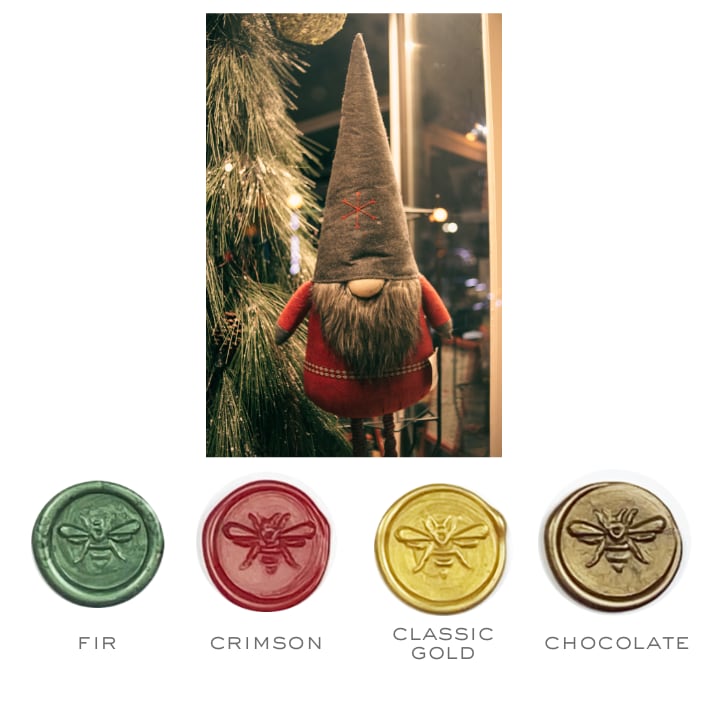 Christmas Elves Design Stamp & Warm Winter Colorway Sealing Wax Set- Made in USA- LetterSeals.com