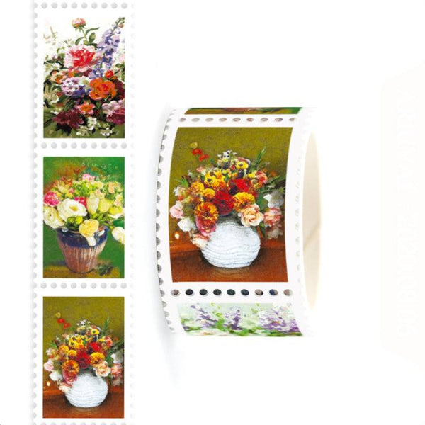 Vintage Botanical Floral Postage Themed Design Stamps Washi Tape