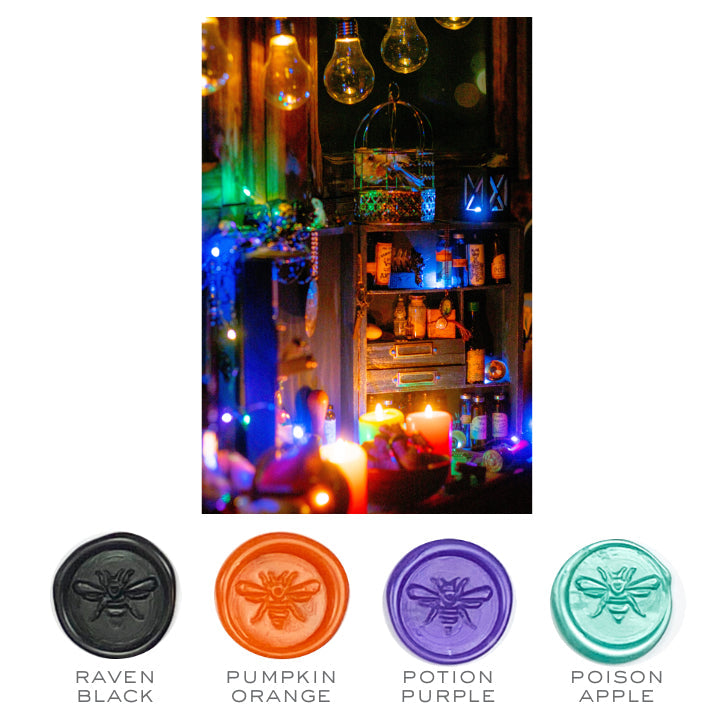 Halloween Design Stamp & Spellbound Colorway Sealing Wax Set- Made in USA- LetterSeals.com