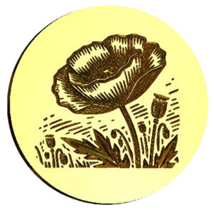 NEW - Linoleum Cut Poppy 2 Wax Seal Stamp- Made in USA- LetterSeals.com