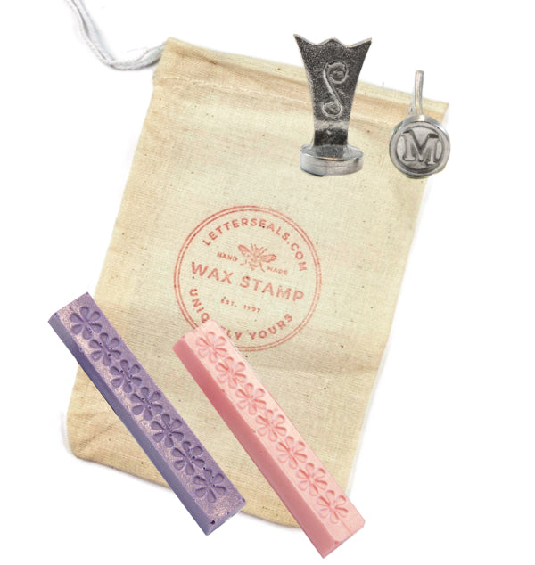 Mini Fun Initial Wax Stamp + Wax Set- Made in USA- LetterSeals.com