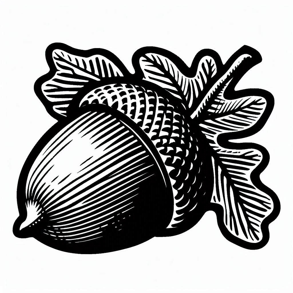 NEW - Linocut Acorn 1 Wax Seal Stamp- Made in USA- LetterSeals.com