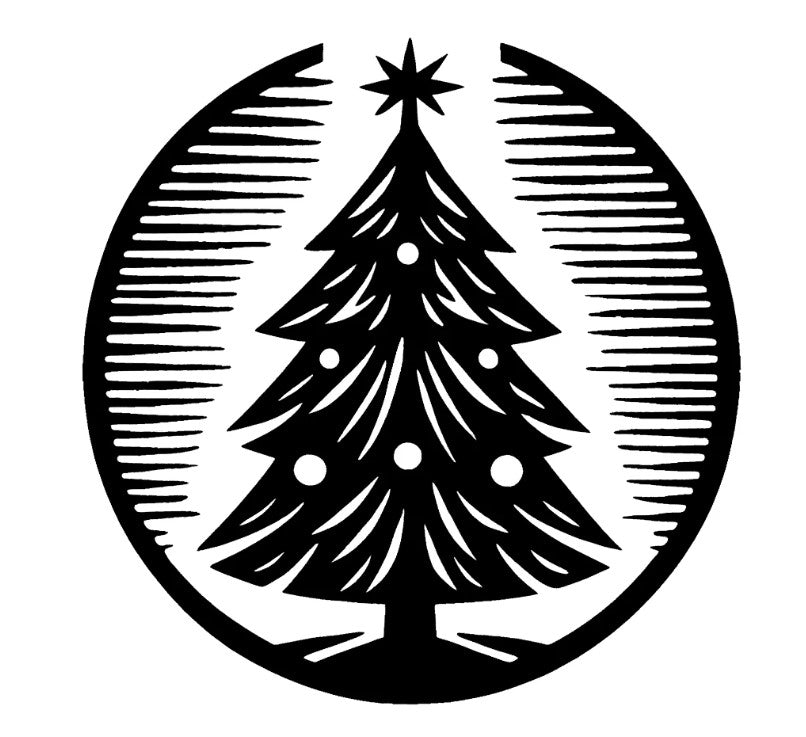 NEW - Linocut Christmas Tree Design Wax Seal Stamp- Made in USA- LetterSeals.com