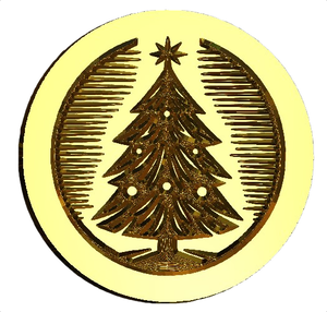 NEW - Linocut Christmas Tree Design Wax Seal Stamp- Made in USA- LetterSeals.com