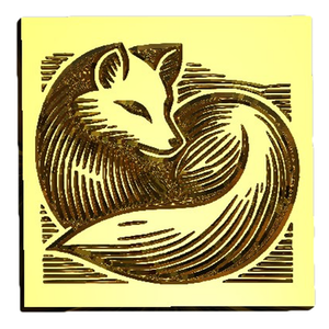 NEW - Linocut Curled Arctic Fox Design Wax Seal Stamp- Made in USA- LetterSeals.com