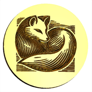 NEW - Linocut Curled Arctic Fox Design Wax Seal Stamp- Made in USA- LetterSeals.com