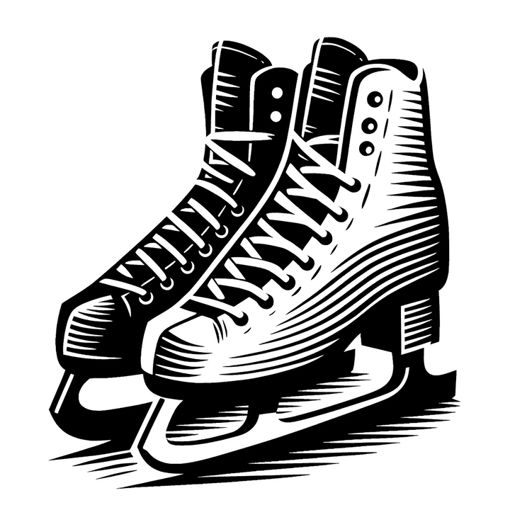 NEW - Linocut Ice Skates- Made in USA- LetterSeals.com