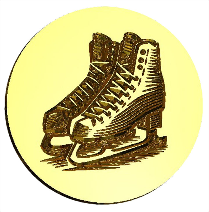 NEW - Linocut Ice Skates- Made in USA- LetterSeals.com