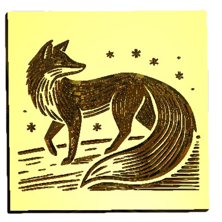 NEW - Linocut Standing Arctic Fox Design Wax Seal Stamp- Made in USA- LetterSeals.com