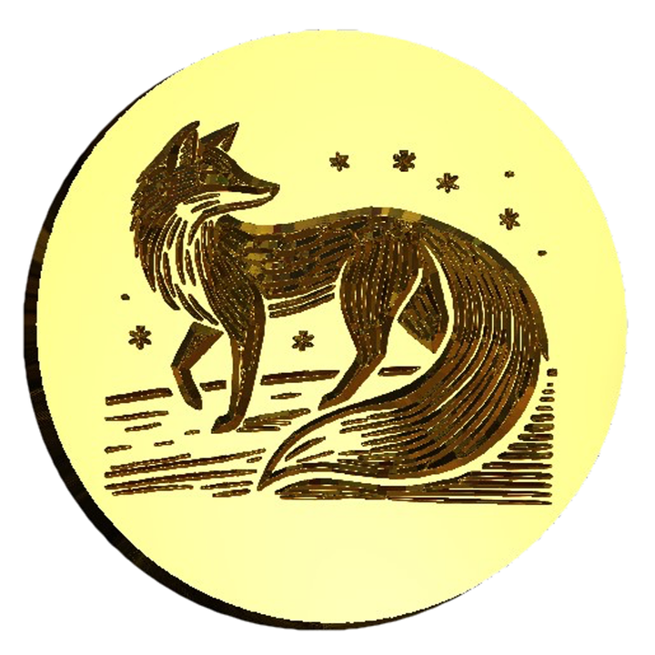 NEW - Linocut Standing Arctic Fox Design Wax Seal Stamp- Made in USA- LetterSeals.com