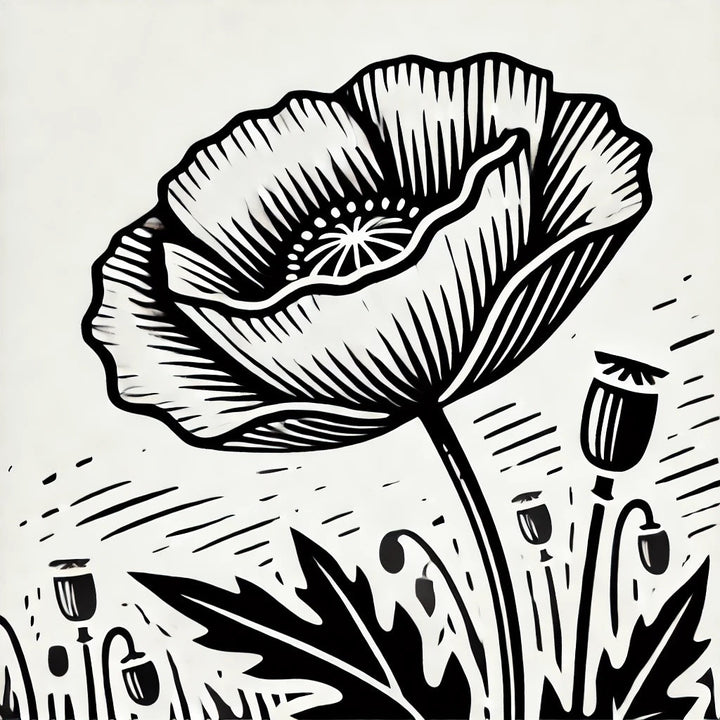 NEW - Linoleum Cut Poppy 2 Wax Seal Stamp- Made in USA- LetterSeals.com