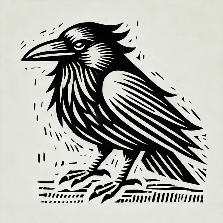 NEW - Raven 1 Linocut Design Wax Seal Stamp- Made in USA- LetterSeals.com