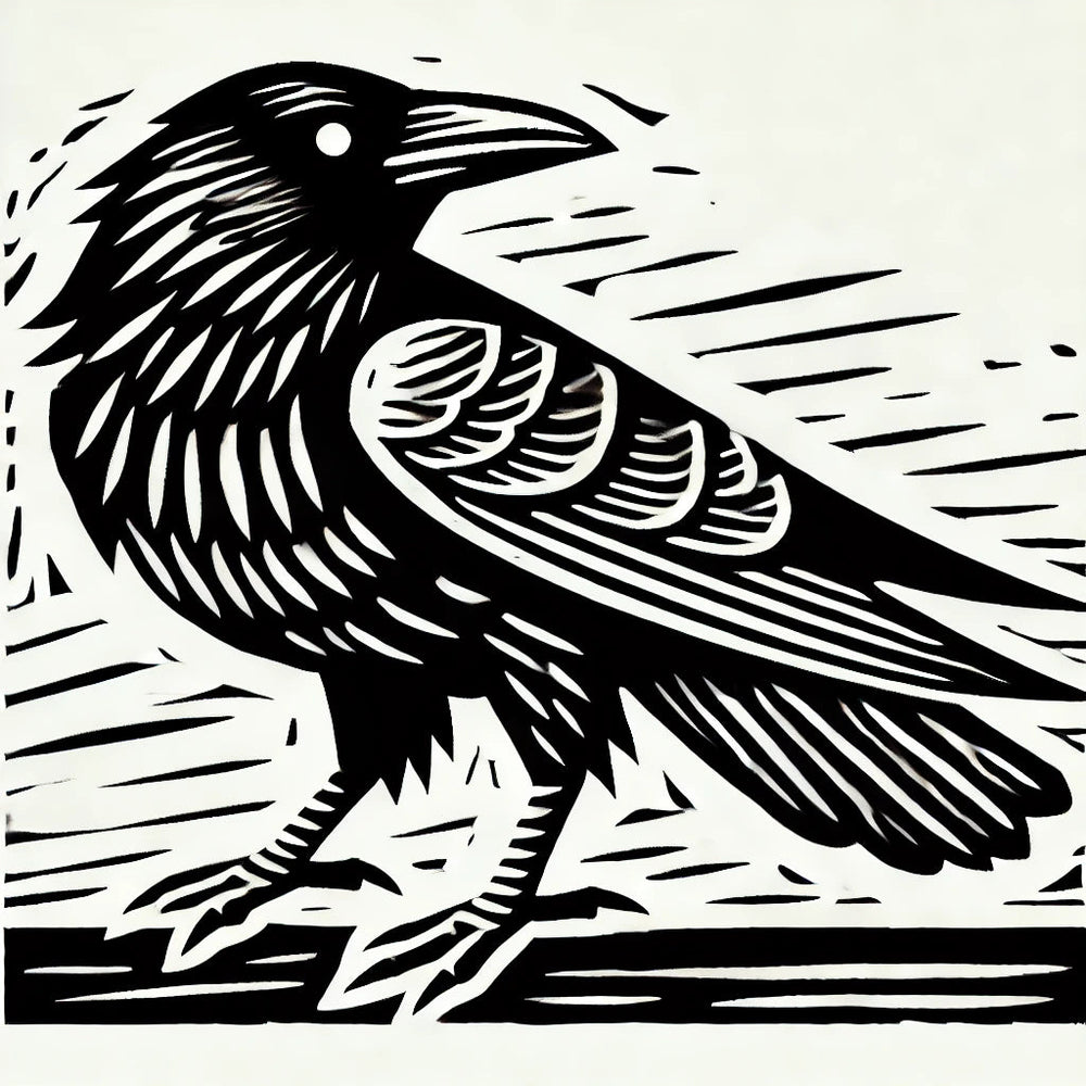 NEW - Raven 3 Linocut Design Wax Seal Stamp- Made in USA- LetterSeals.com