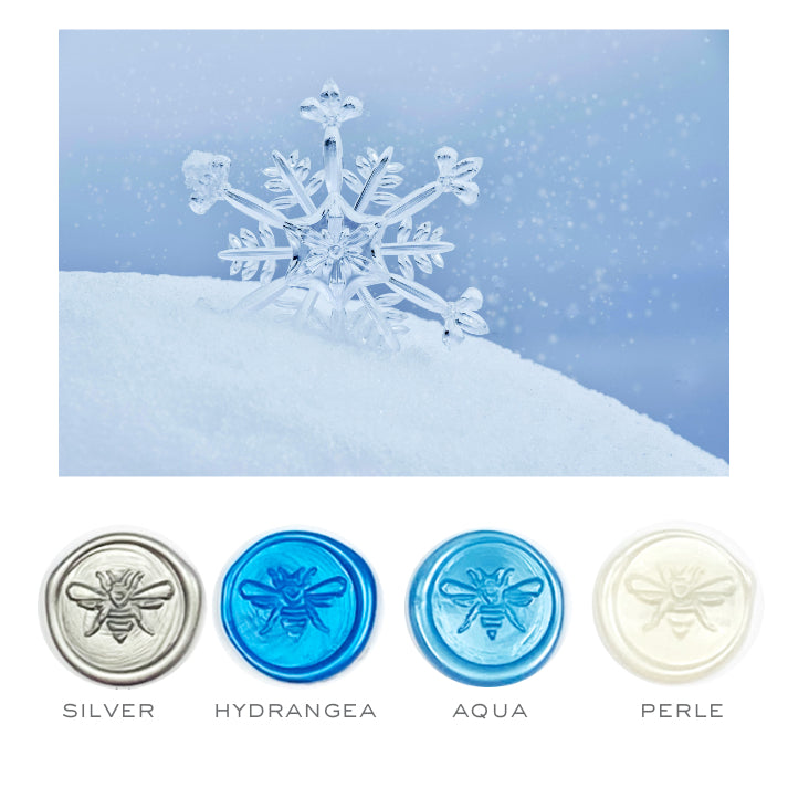 Winter Design Stamp & Frosty Colorway Sealing Wax Set- Made in USA- LetterSeals.com