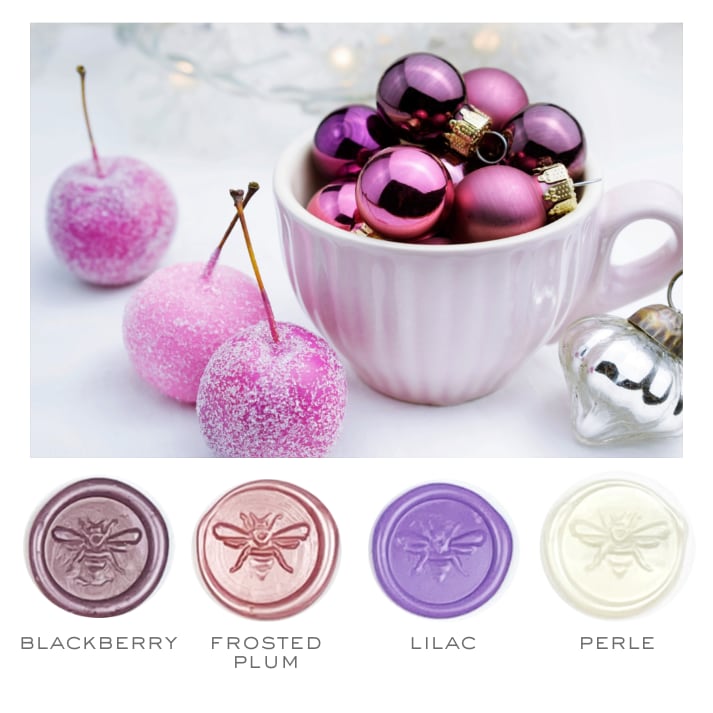 Winter Design Stamp & Sugarplum Colorway Sealing Wax Set- Made in USA- LetterSeals.com